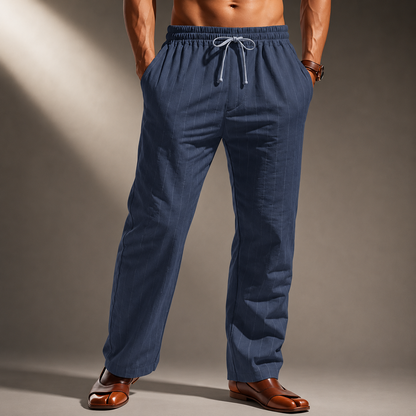 Herren Hose mit Nadelstreifen – Kordelzug Gerader Lockerer Schnitt