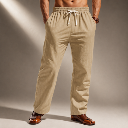 Herren Hose mit Nadelstreifen – Kordelzug Gerader Lockerer Schnitt