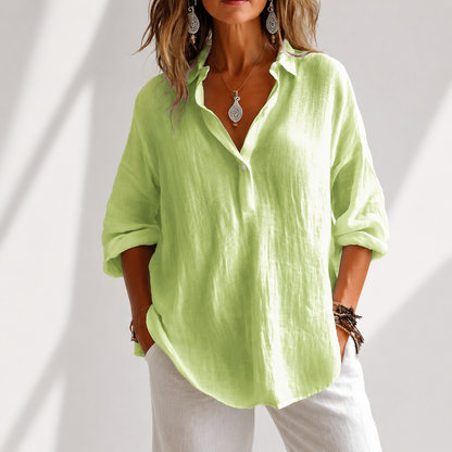 Damen Bluse mit Knopfleiste und Lockerem Schnitt