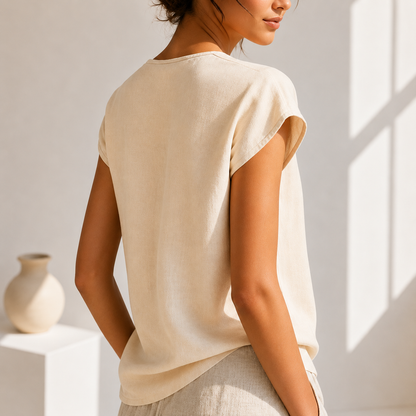 Damenbluse mit V Ausschnitt und Spitzenbesatz