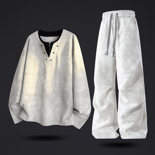 Herren Lounge-Set Mit Oversized-Oberteil Und Weitbein-Hose