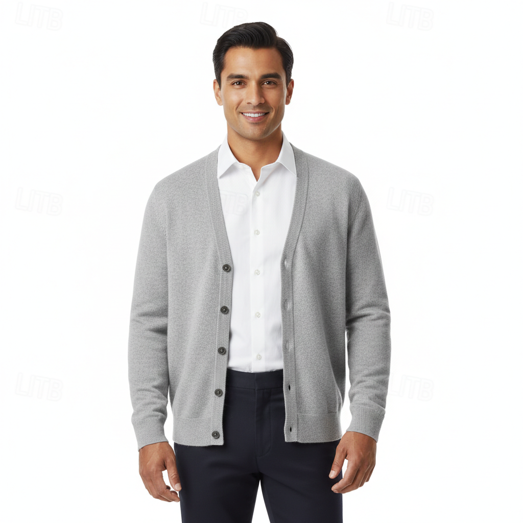 Herren-Cardigan mit V-Ausschnitt und Knopfleiste in klassischem Design