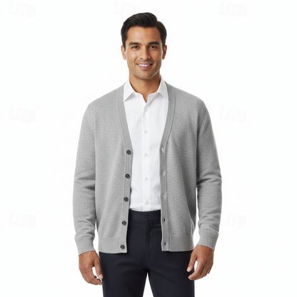 Herren-Cardigan mit V-Ausschnitt und Knopfleiste in klassischem Design