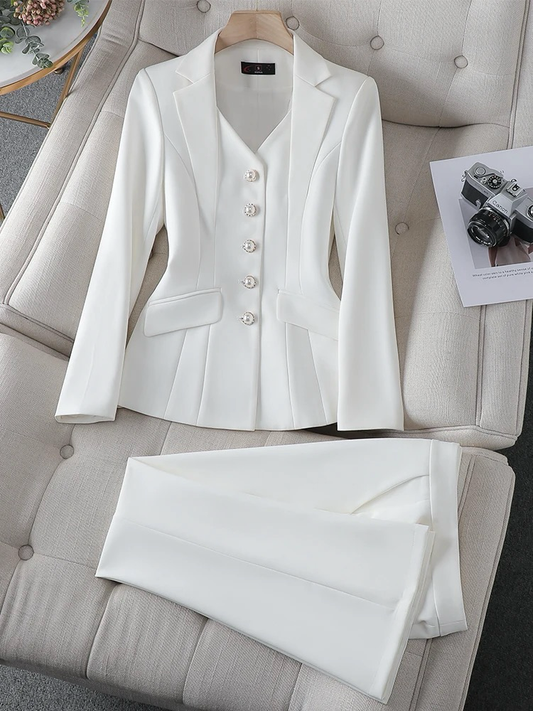 Damenanzug Blazer und Hose Regular Fit, Gefüttertes Set