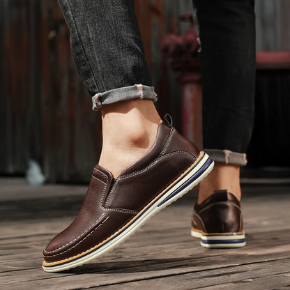 Men's Slip-On Loafer Hand-Sewn Elastic Inserts Flexible Sole