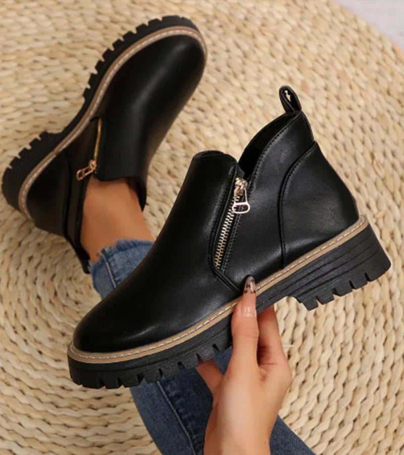 Damen Plateau-Stiefeletten mit rundem Zehenbereich