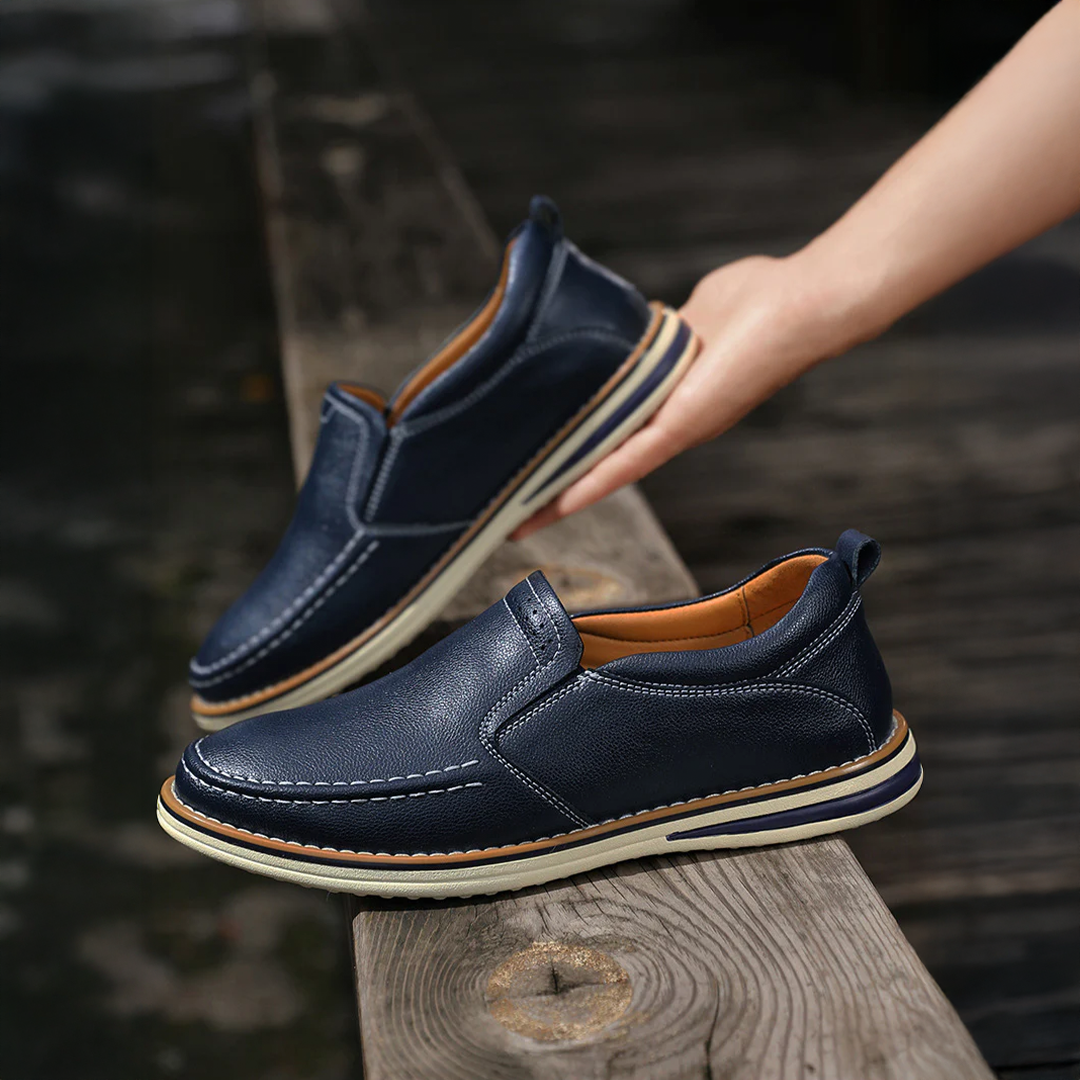 Men's Slip-On Loafer Hand-Sewn Elastic Inserts Flexible Sole