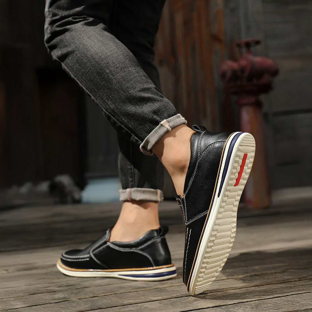 Men's Slip-On Loafer Hand-Sewn Elastic Inserts Flexible Sole