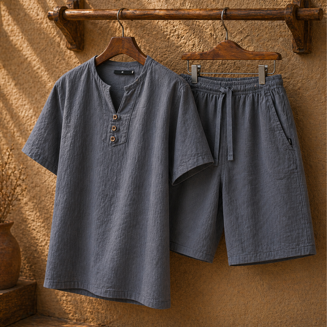 Herren Sommer Zweiteiler Set – Atmungsaktiv Lockerer Schnitt