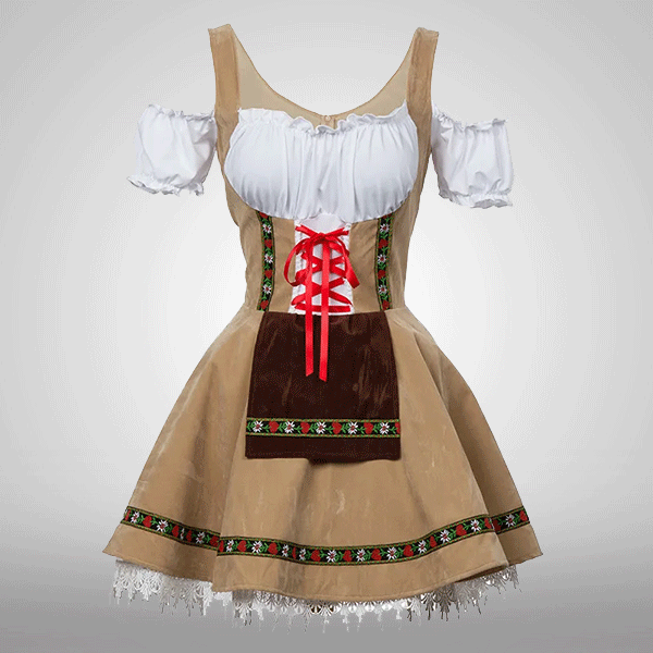 Rückansicht des Damen-Dirndl-Latzkleids für Volksfeste