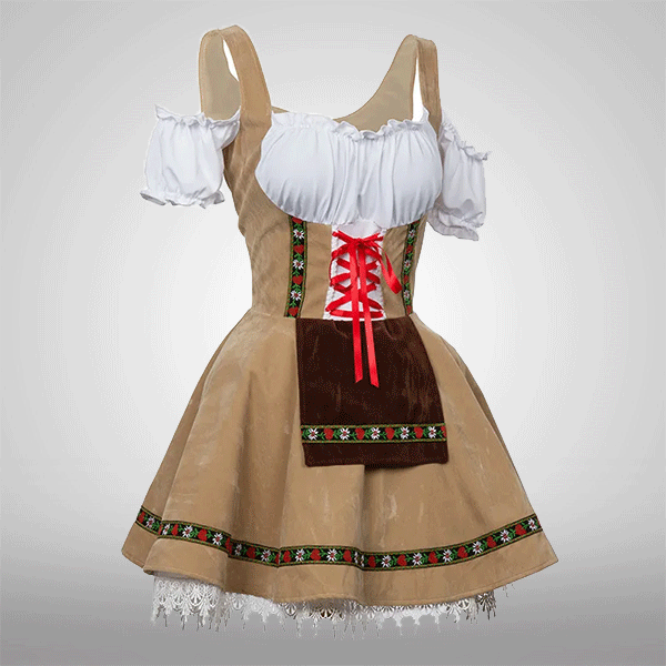 Vorderansicht des Damen-Dirndl-Latzkleids mit traditionellem Schnitt