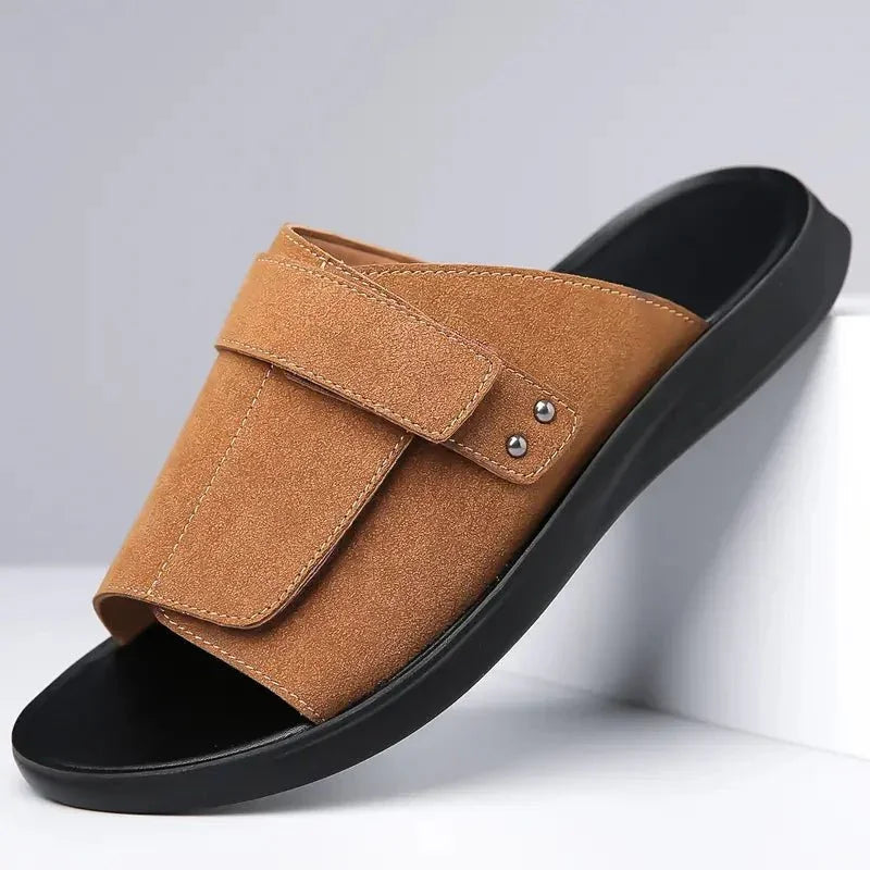 Men's Summer Sandals with Adjustable Strap, Shaped Footbed, and Orthopedic Sole