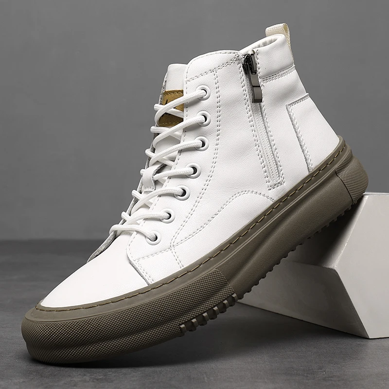 Men's High-Top Shoes for Fall and Winter with Laces and Memory Foam