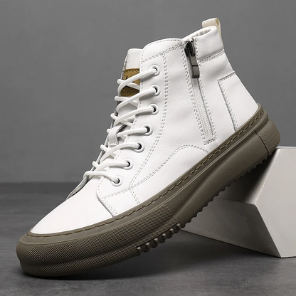 Men's High-Top Shoes for Fall and Winter with Laces and Memory Foam