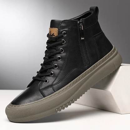 Men's High-Top Shoes for Fall and Winter with Laces and Memory Foam