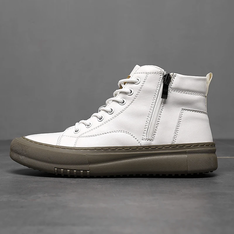 Men's High-Top Shoes for Fall and Winter with Laces and Memory Foam