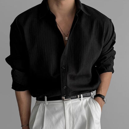 Herren Hemd Plissiert Minimalistisches Design