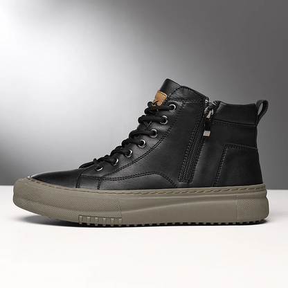 Men's High-Top Shoes for Fall and Winter with Laces and Memory Foam