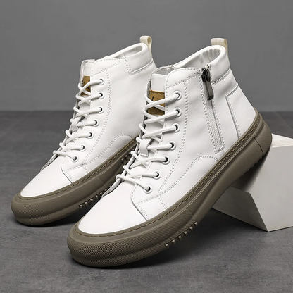 Men's High-Top Shoes for Fall and Winter with Laces and Memory Foam