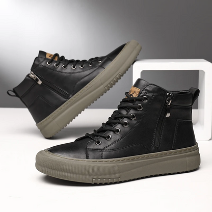 Men's High-Top Shoes for Fall and Winter with Laces and Memory Foam