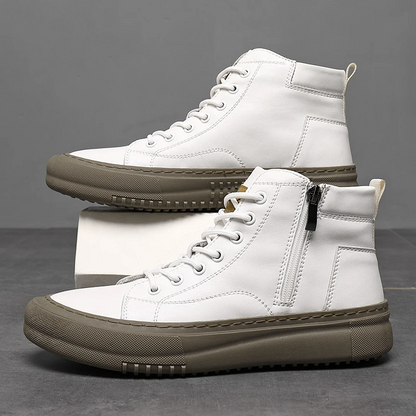 Men's High-Top Shoes for Fall and Winter with Laces and Memory Foam