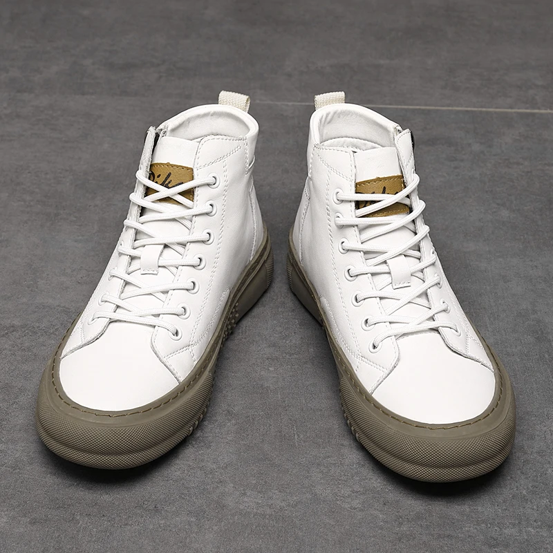 Men's High-Top Shoes for Fall and Winter with Laces and Memory Foam