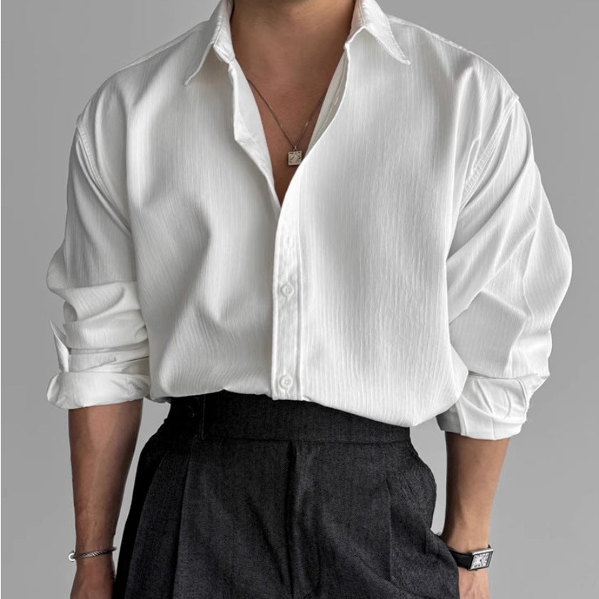 Herren Hemd Plissiert Minimalistisches Design