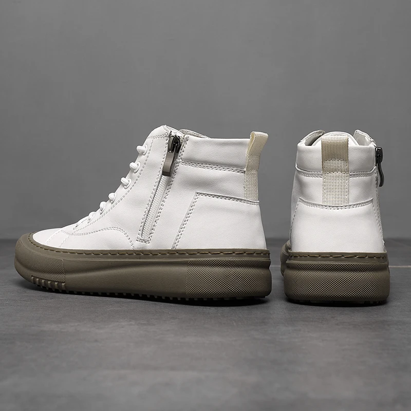 Men's High-Top Shoes for Fall and Winter with Laces and Memory Foam