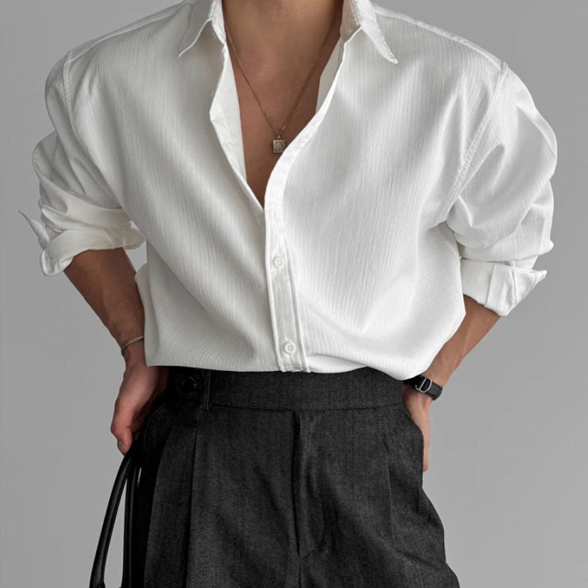 Herren Hemd Plissiert Minimalistisches Design