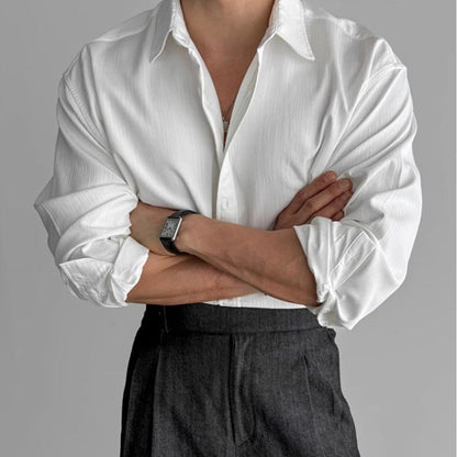 Herren Hemd Plissiert Minimalistisches Design