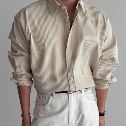 Herren Hemd Plissiert Minimalistisches Design