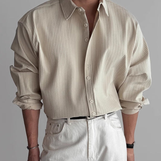 Herren Hemd Plissiert Minimalistisches Design