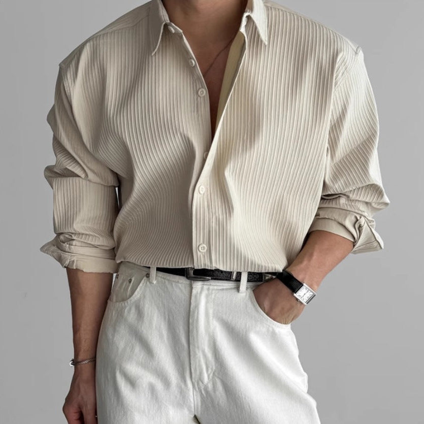 Herren Hemd Plissiert Minimalistisches Design