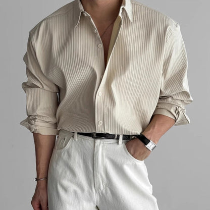 Herren Hemd Plissiert Minimalistisches Design