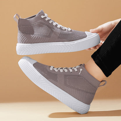 Herren-High-Top-Sneaker Mit Strickobermaterial, Orthopädischer Innensohle Und Ohne Schnürung