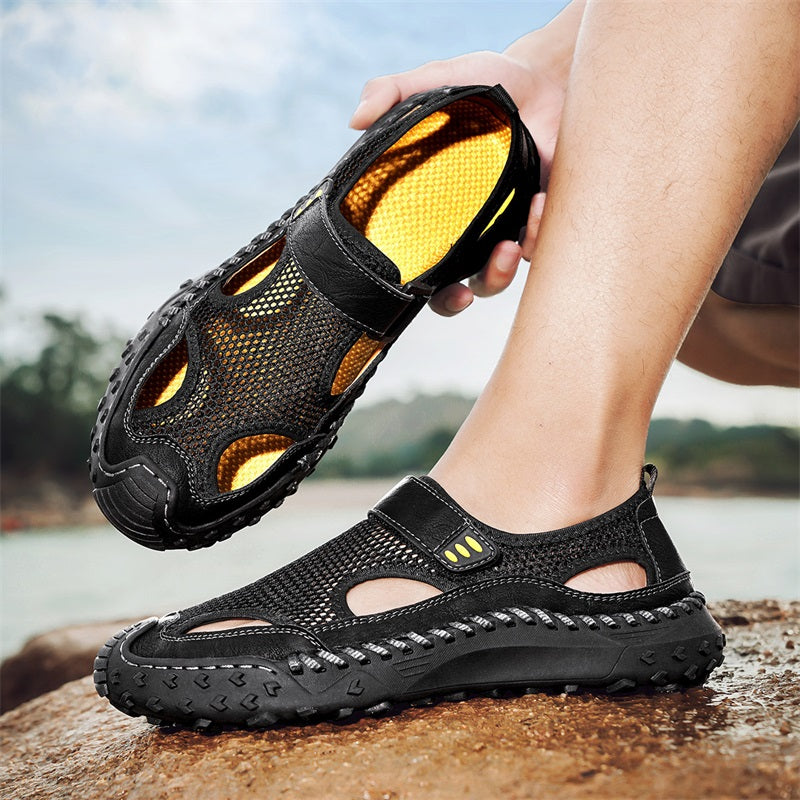 Herren Slip-On Sandalen mit Geschlossener Spitze – Atmungsaktiv Weite Passform