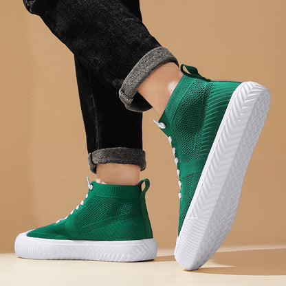 Herren-High-Top-Sneaker Mit Strickobermaterial, Orthopädischer Innensohle Und Ohne Schnürung