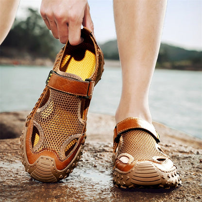 Herren Slip-On Sandalen mit Geschlossener Spitze – Atmungsaktiv Weite Passform