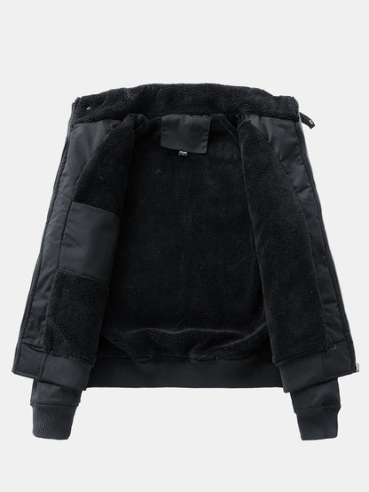 Men's Winter Utility Jacket with Fleece Lining and Ribbed Cuffs