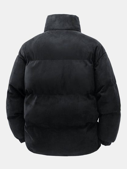 Herren Winter-Pufferjacke mit Wildlederoptik und Stehkragen