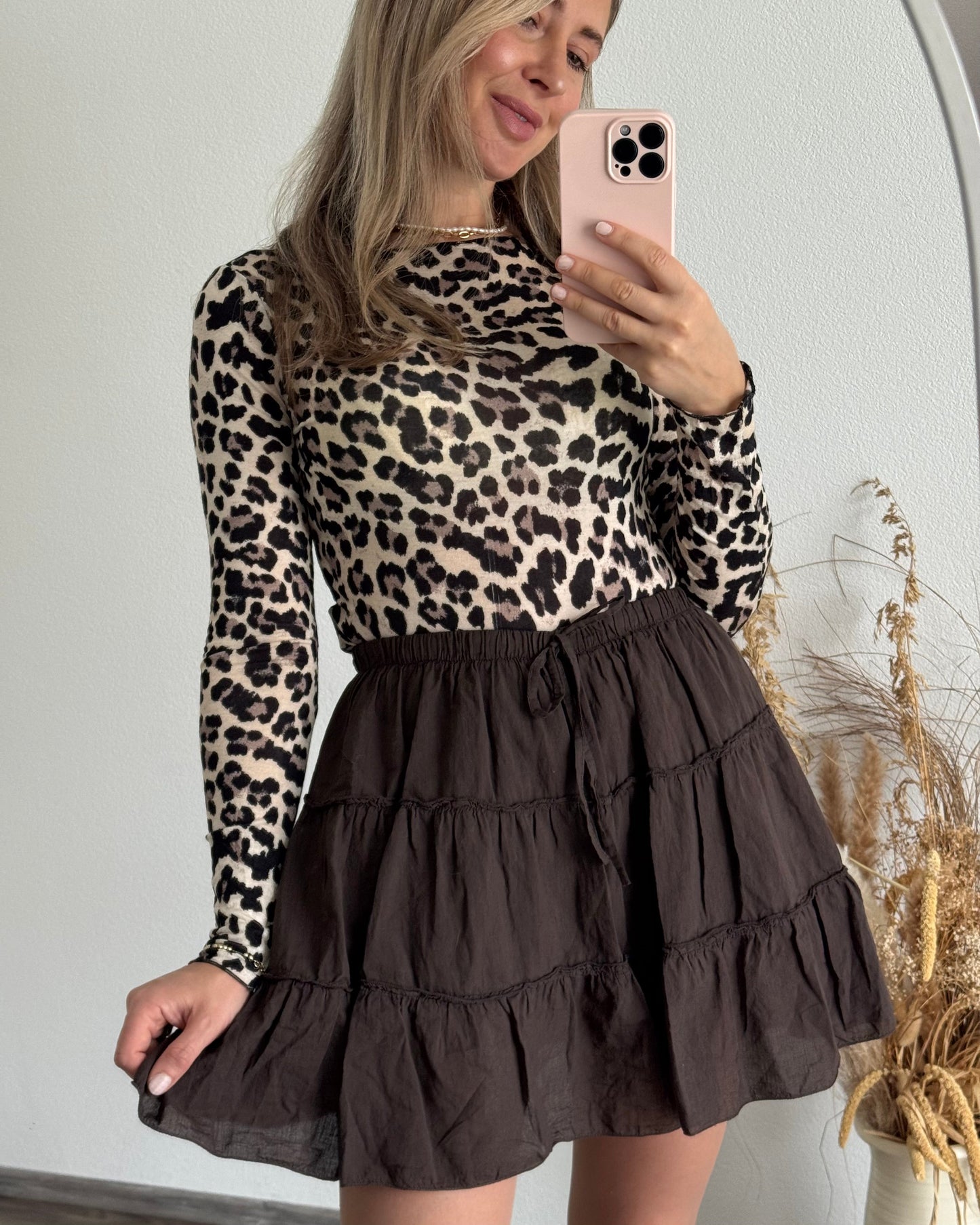Damen Skort in Braun mit dehnbarem Bund – Stoff Style