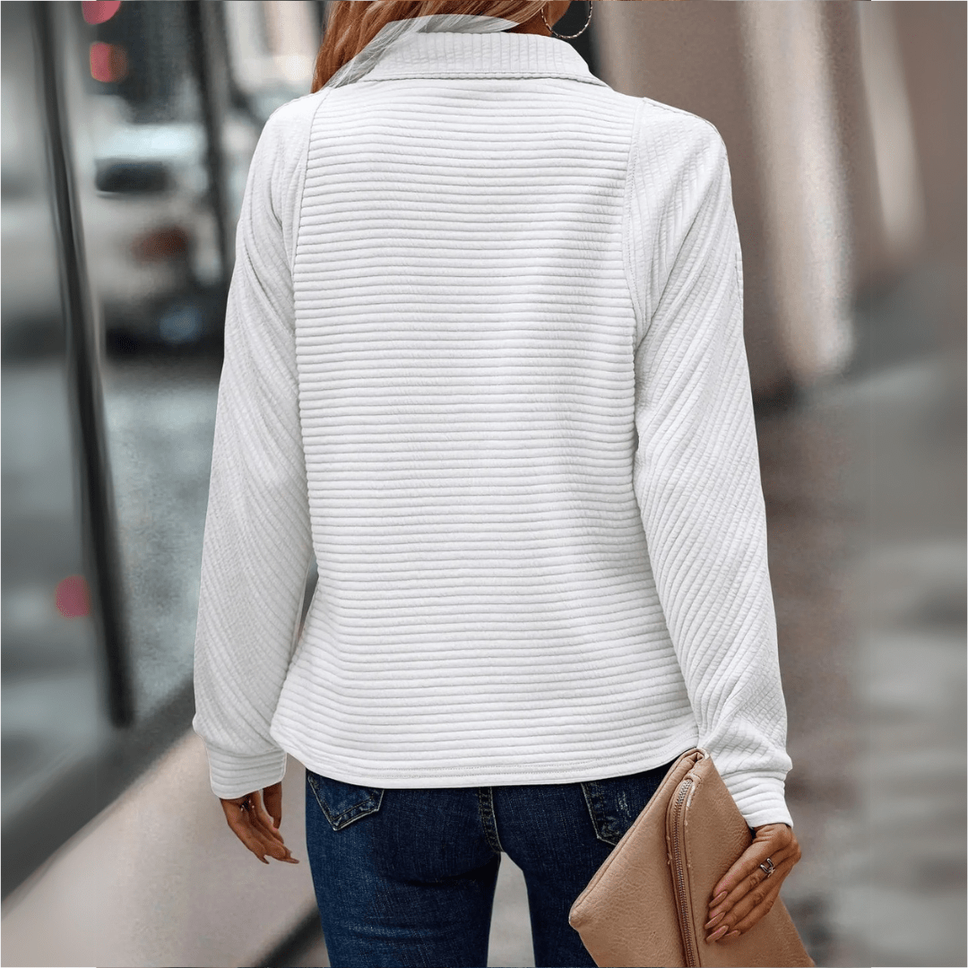 Damen-Halbzip-Pullover mit strukturierter Oberfläche und lockerer Passform