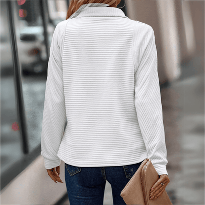 Damen-Halbzip-Pullover mit strukturierter Oberfläche und lockerer Passform