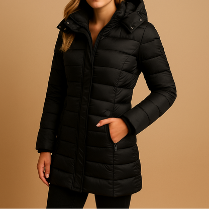 Damen Winter-Leichtsteppjacke Mit Wasserabweisender Außenhülle Und Abnehmbarem Kapuzen