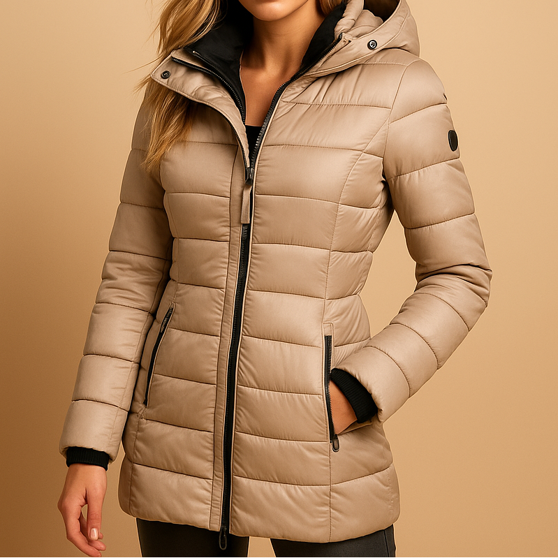 Damen Winter-Leichtsteppjacke Mit Wasserabweisender Außenhülle Und Abnehmbarem Kapuzen