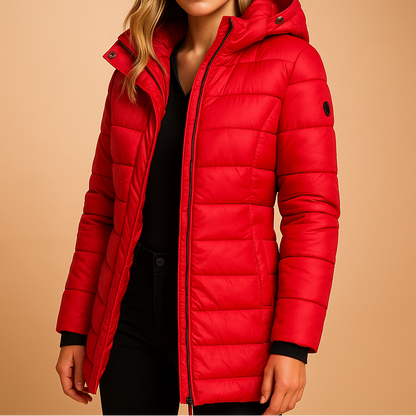 Damen Winter-Leichtsteppjacke Mit Wasserabweisender Außenhülle Und Abnehmbarem Kapuzen