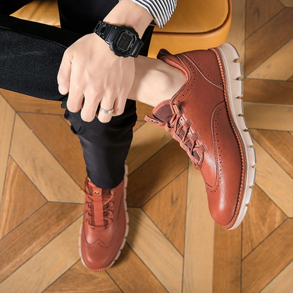 Herren-Oxford-Schnürschuhe, Flexible Sohle, Memory-Schaum-Innensohle, Lederoptik