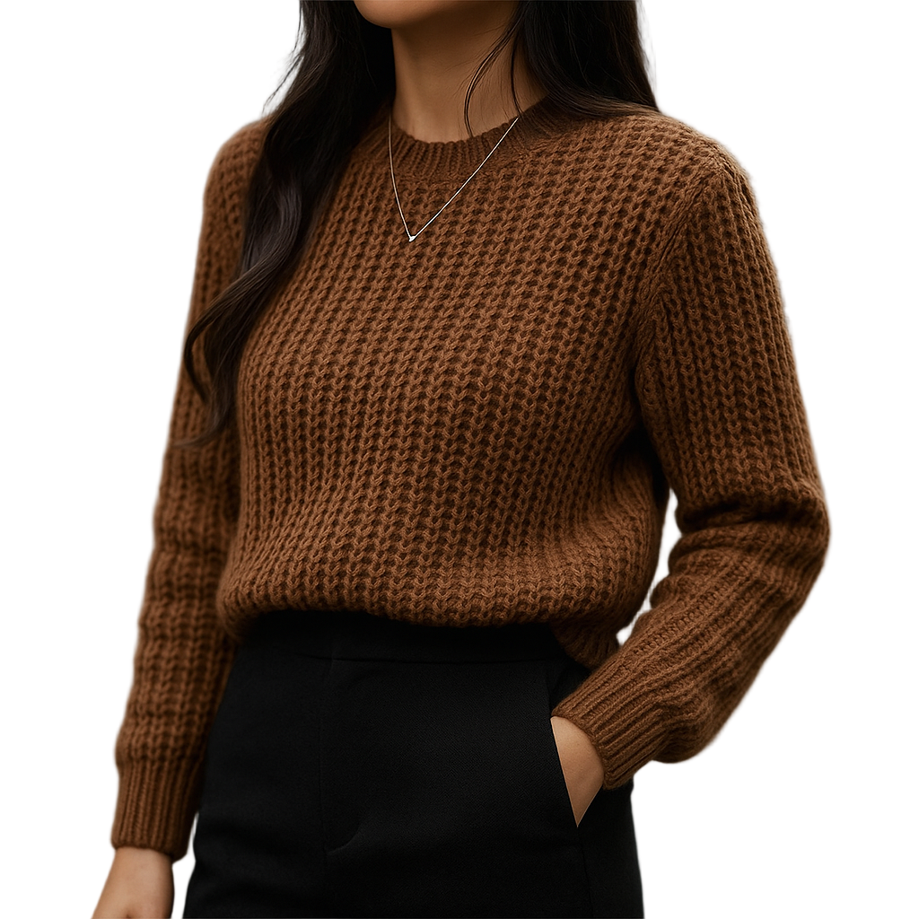Women's Pullover Rib Knit Relaxed Fit Long Sleeve