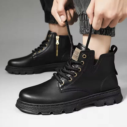 Herrenstiefel mit Seitlichem Reißverschluss und Dicke Sohle für Traktion