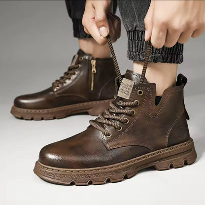 Herrenstiefel mit Seitlichem Reißverschluss und Dicke Sohle für Traktion